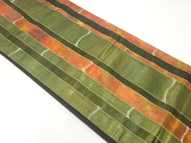JAPANESE KIMONO / ANTIQUE FUKURO OBI / SILK / WOVEN BAMBOO